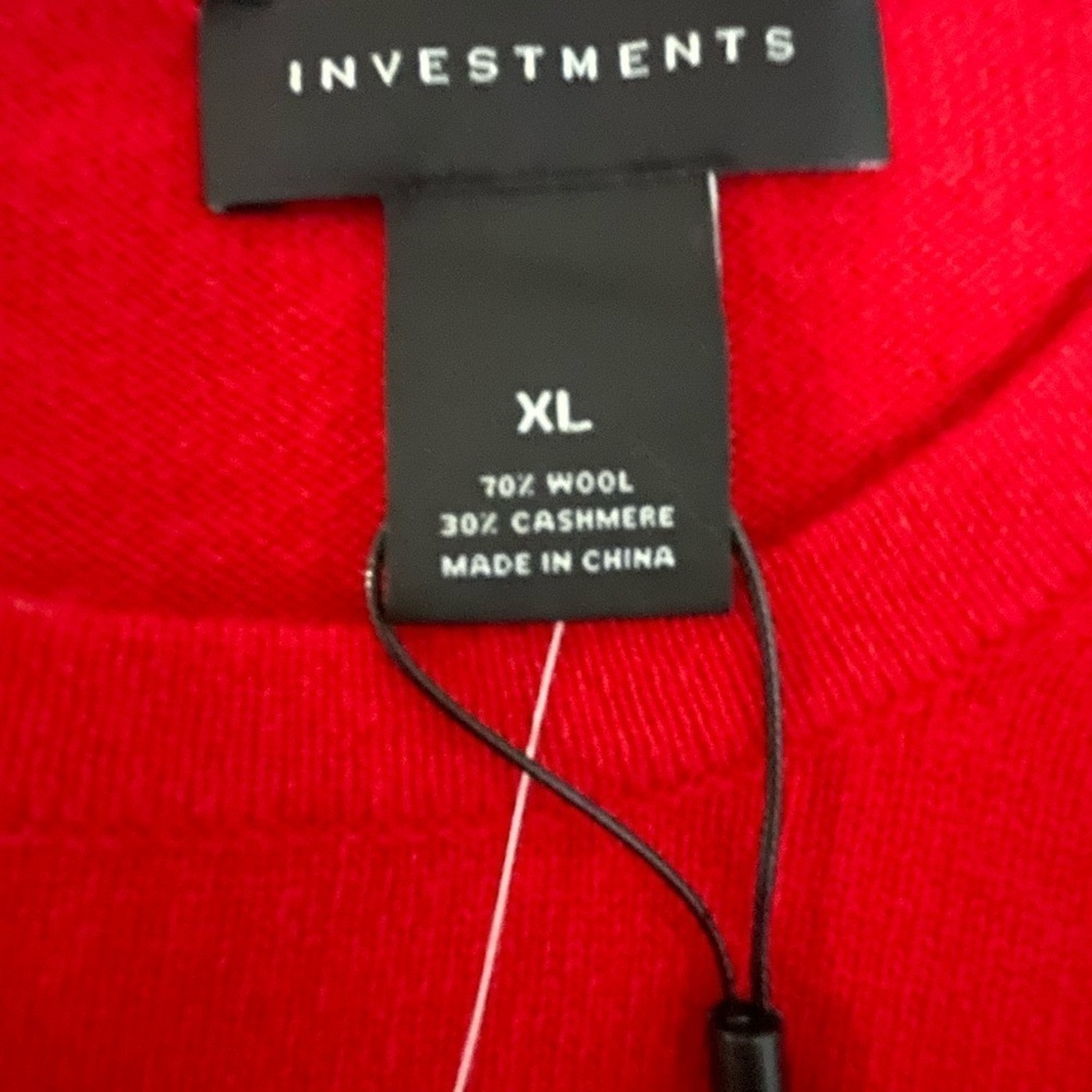NWT 70%‎ Wool 30% Cashmere Blend Classic Crew Neck Sweater in Red - Picture 5 of 9